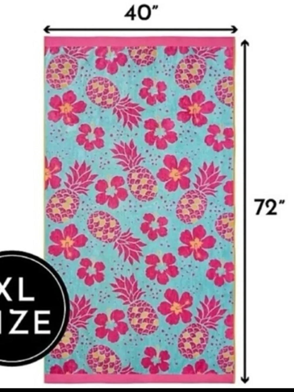 (2) Pink Flamingo Print Beach Towel - Aqua Background- 2 large size high quality